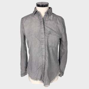 ZOE Womens Gray XS Made in India Button Front Collar Long Sleeve Shirt